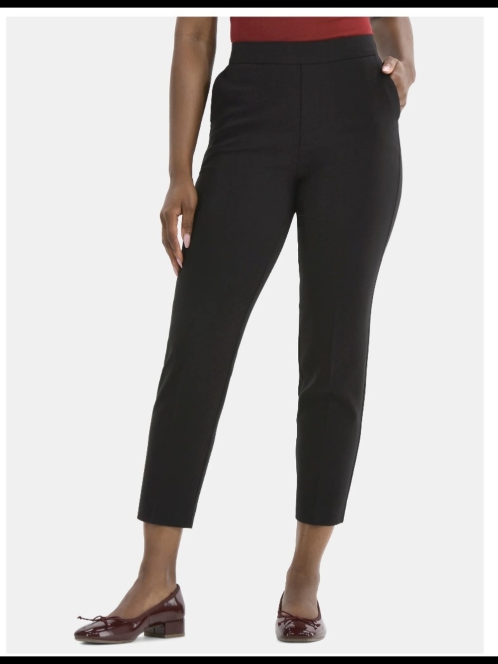 Time and Tru Black Cropped Straight-Leg Pants